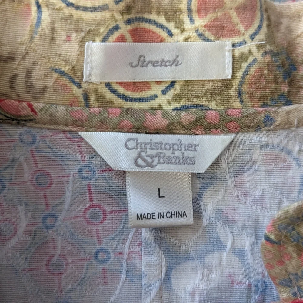 Christopher & Banks Stretch Cotton Multi Pattern Button Up Jacket Size L - Picture 8 of 13